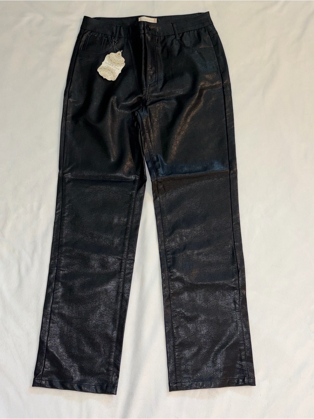 NWT Altar’d State Faux Leather Straight-Leg Pants in Black - Sz 27 (058)